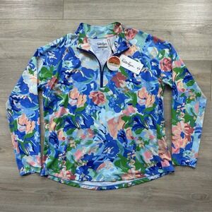 Walter Hagen Women's 2XL 1/4 Zip Pullover‎ Blue Floral UPF 50+ Performance 11